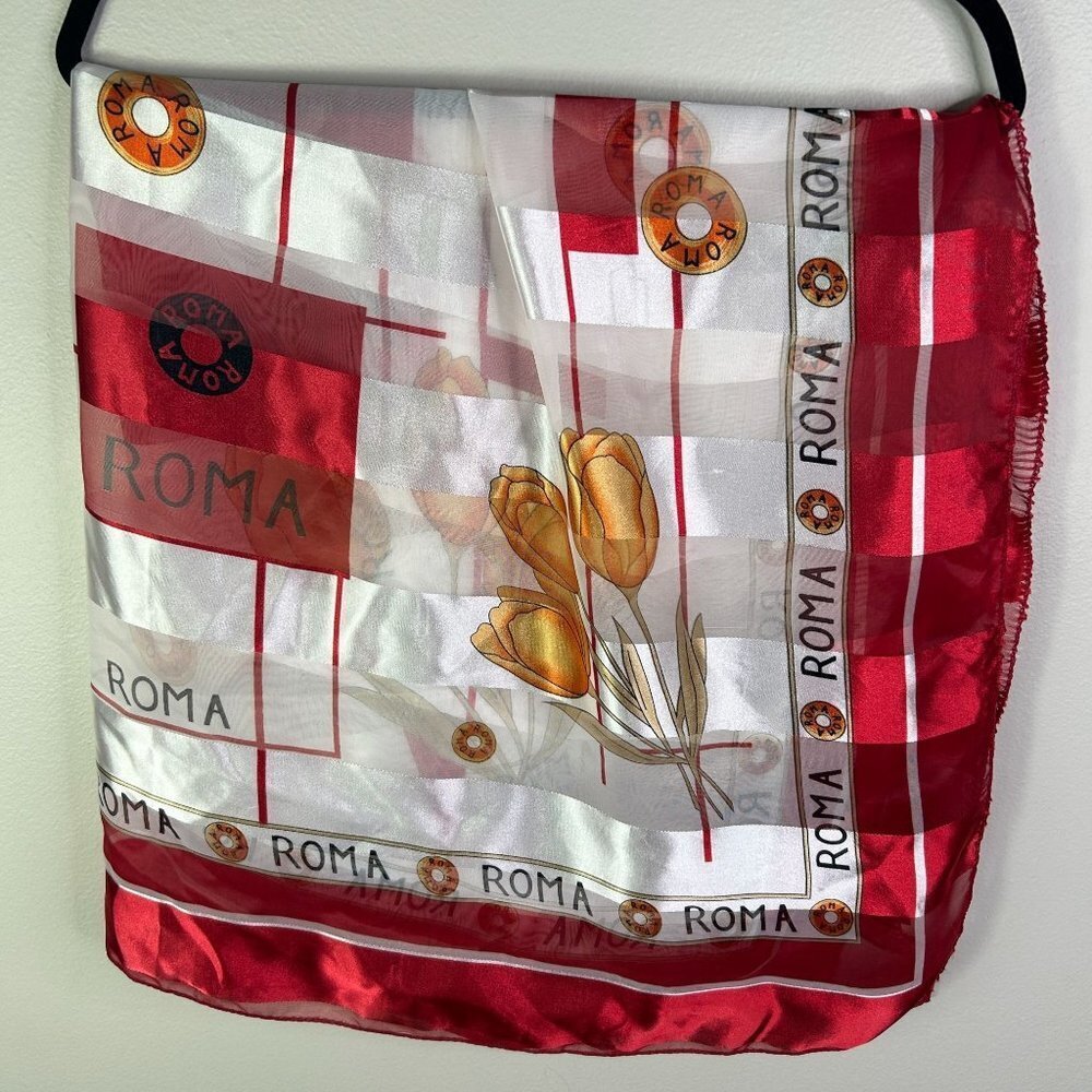 Red and gold Roma sheer‎ scarf